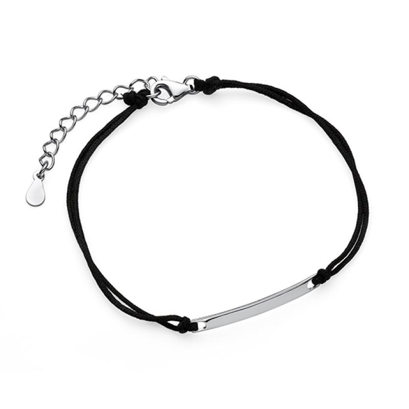 Bratara cu snur negru cu argint DiAmanti Z1672B_B-DIA (Argint 925‰ 0,7 g.)
